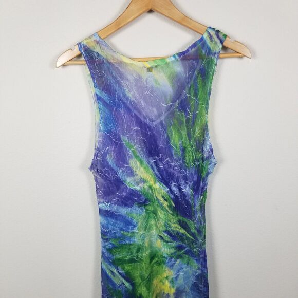 Komarov Purple Blue Green Sheer Dress Sz XL Item #9517 - Picture 11 of 14